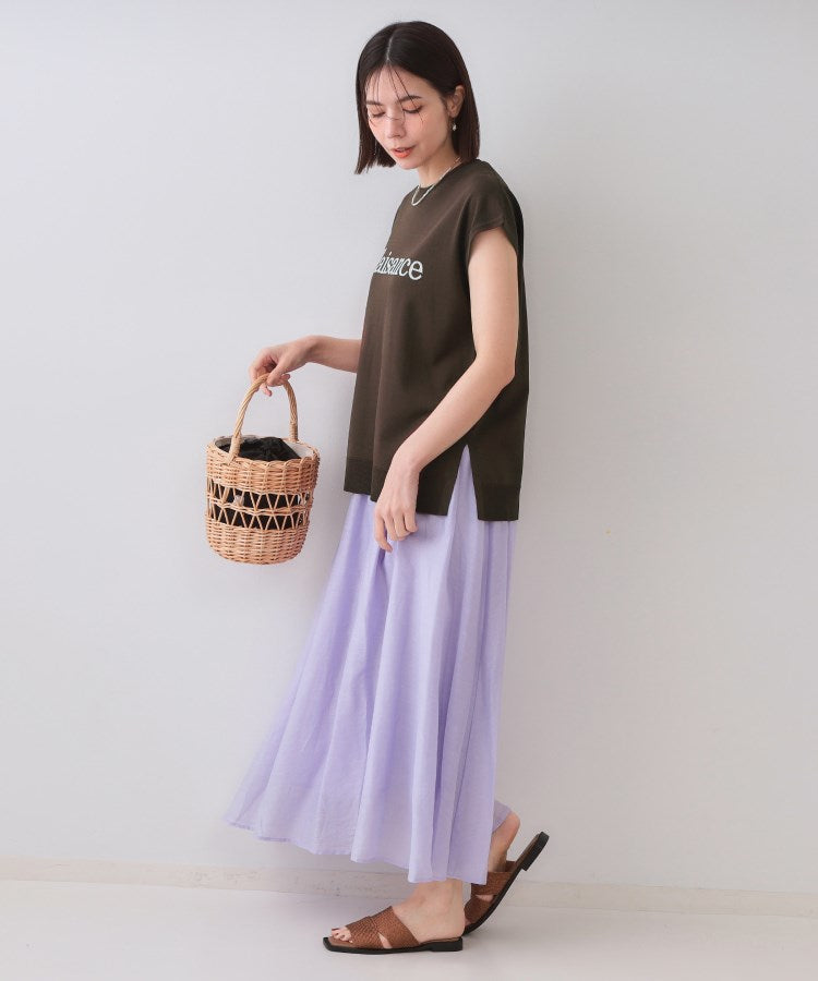 オペーク ドット クリップ OPAQUE.CLIP UV／接触冷感 ロゴフレンチスリーブニット【洗濯機洗い可／抗ピル】 （ブラック(019)） ブラック(019)