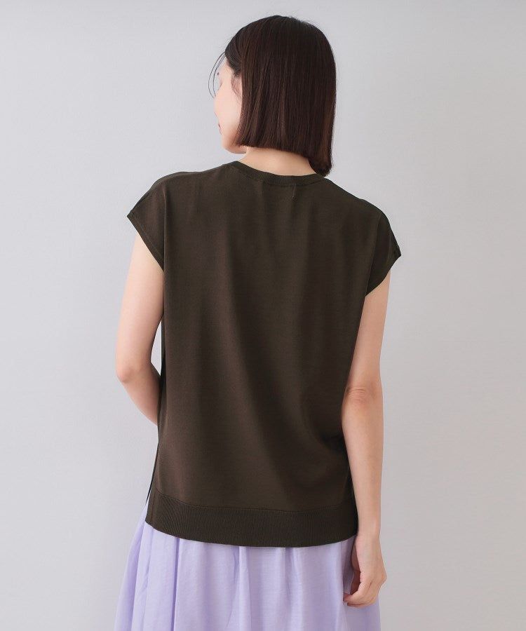 オペーク ドット クリップ OPAQUE.CLIP UV／接触冷感 ロゴフレンチスリーブニット【洗濯機洗い可／抗ピル】 （ブラック(019)） ブラック(019)