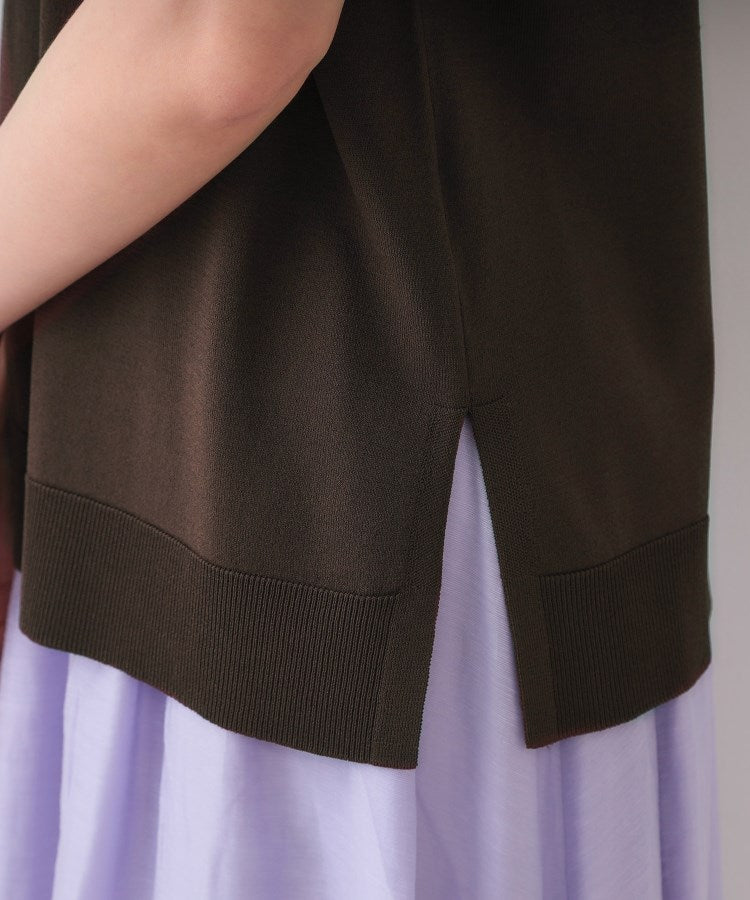 オペーク ドット クリップ OPAQUE.CLIP UV／接触冷感 ロゴフレンチスリーブニット【洗濯機洗い可／抗ピル】 （ブラック(019)） ブラック(019)