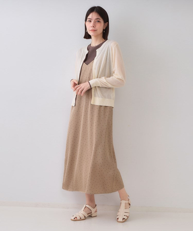 オペーク ドット クリップ OPAQUE.CLIP ランダムドット サテンキャミワンピース【洗濯機洗い可】 （ベージュ(152)） ベージュ(152)