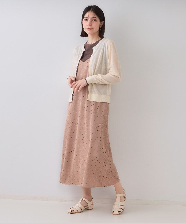 オペーク ドット クリップ OPAQUE.CLIP 配色シアークルーニットカーディガン【洗濯機洗い可／抗ピル】 （ブラック(519)） ブラック(519)