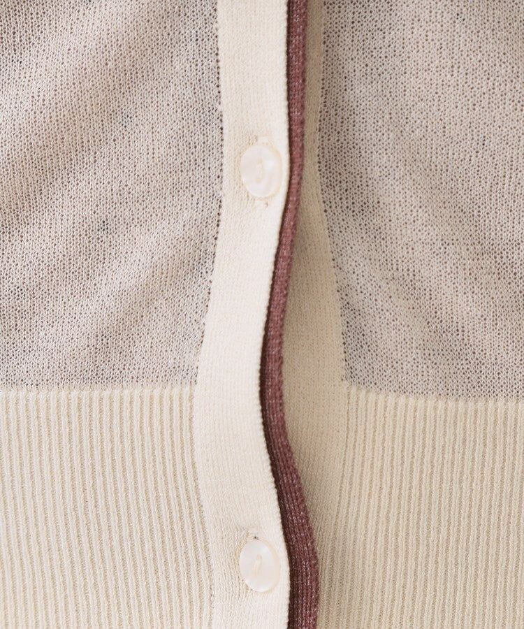 オペーク ドット クリップ OPAQUE.CLIP 配色シアークルーニットカーディガン【洗濯機洗い可／抗ピル】 （ブラック(519)） ブラック(519)