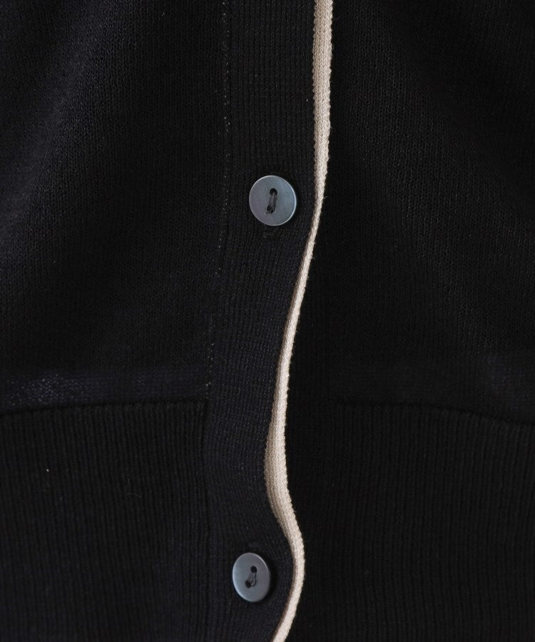 オペーク ドット クリップ OPAQUE.CLIP 配色シアークルーニットカーディガン【洗濯機洗い可／抗ピル】 （ブラック(519)） ブラック(519)