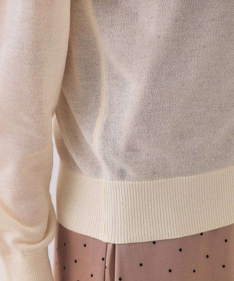 オペーク ドット クリップ OPAQUE.CLIP 配色シアークルーニットカーディガン【洗濯機洗い可／抗ピル】 （ブラック(519)） ブラック(519)