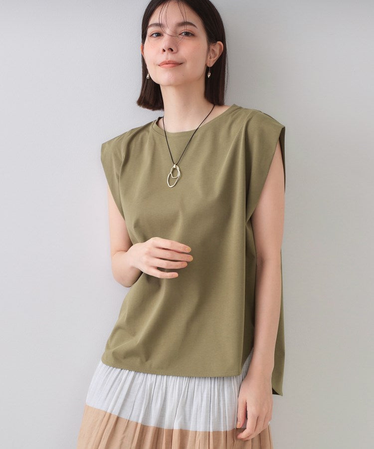 オペーク ドット クリップ OPAQUE.CLIP ボクシーノースリーブカットソー【洗濯機洗い可】 （カーキ(027)） カーキ(027)