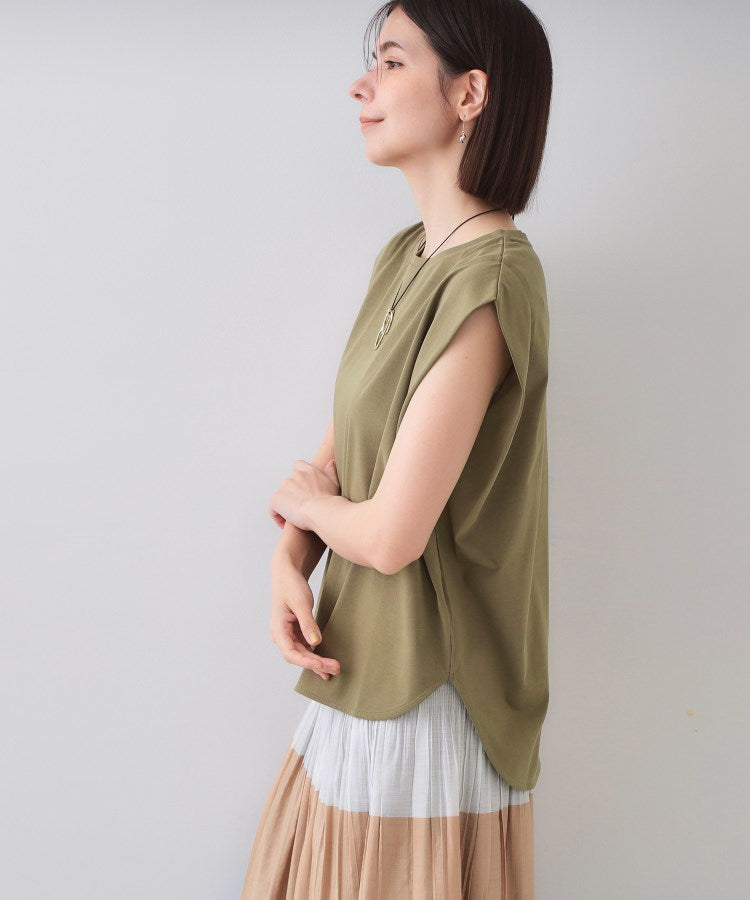 オペーク ドット クリップ OPAQUE.CLIP ボクシーノースリーブカットソー【洗濯機洗い可】 （カーキ(027)） カーキ(027)