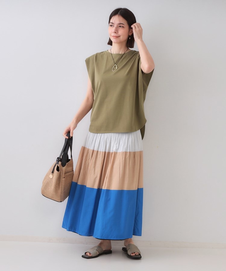 オペーク ドット クリップ OPAQUE.CLIP ボクシーノースリーブカットソー【洗濯機洗い可】 （カーキ(027)） カーキ(027)