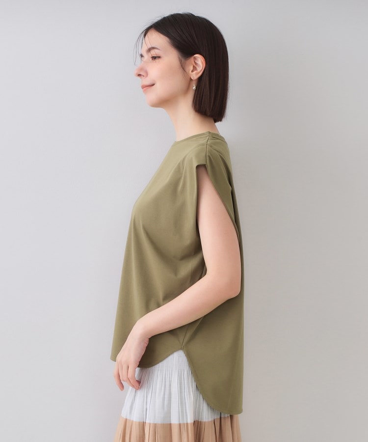 オペーク ドット クリップ OPAQUE.CLIP ボクシーノースリーブカットソー【洗濯機洗い可】 （カーキ(027)） カーキ(027)