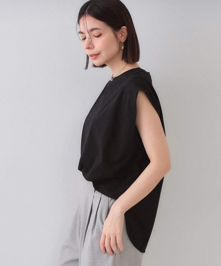 オペーク ドット クリップ OPAQUE.CLIP ボクシーノースリーブカットソー【洗濯機洗い可】 （ブラック(019)） ブラック(019)