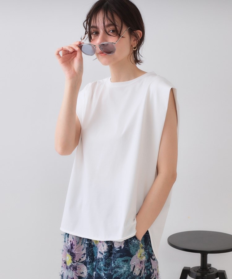 オペーク ドット クリップ OPAQUE.CLIP ボクシーノースリーブカットソー【洗濯機洗い可】 （ホワイト(001)） ホワイト(001)