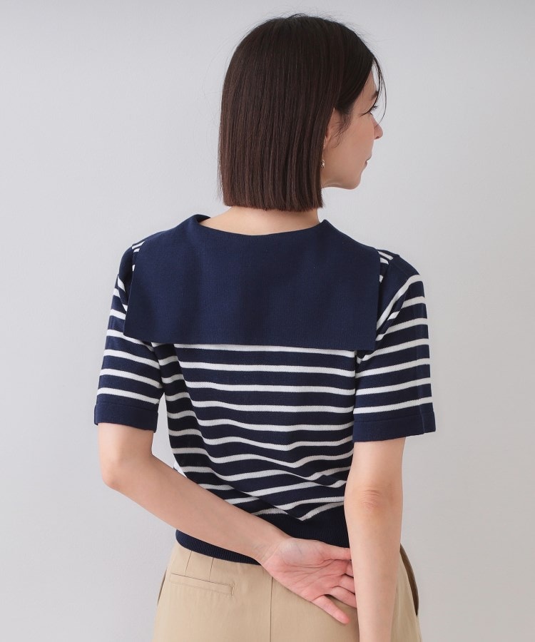 オペーク ドット クリップ OPAQUE.CLIP セーラーカラーボーダーニット【洗濯機洗い可】 （ボルドー(364)） ボルドー(364)