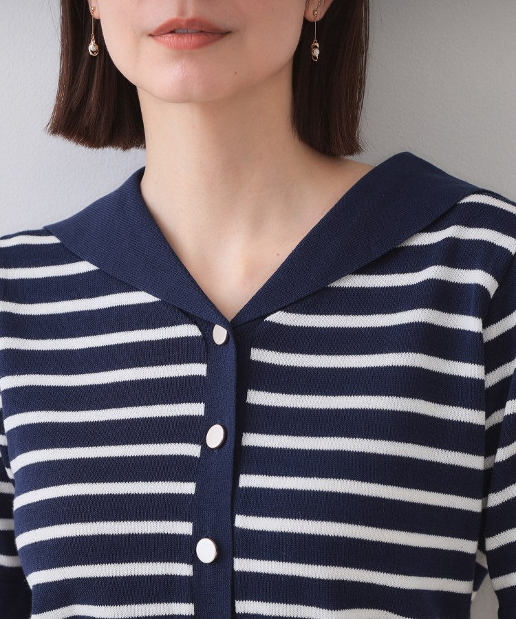 オペーク ドット クリップ OPAQUE.CLIP セーラーカラーボーダーニット【洗濯機洗い可】 （ボルドー(364)） ボルドー(364)