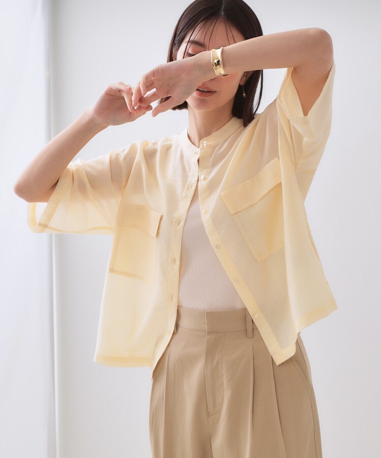 オペーク ドット クリップ OPAQUE.CLIP シアーダブルポケットシャツ【洗濯機洗い可】 （ラベンダー(080)） ラベンダー(080)