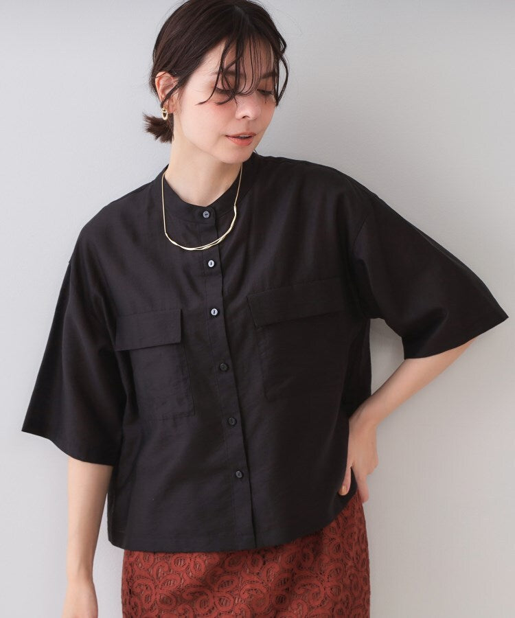 オペーク ドット クリップ OPAQUE.CLIP シアーダブルポケットシャツ【洗濯機洗い可】 （ブラック(019)） ブラック(019)