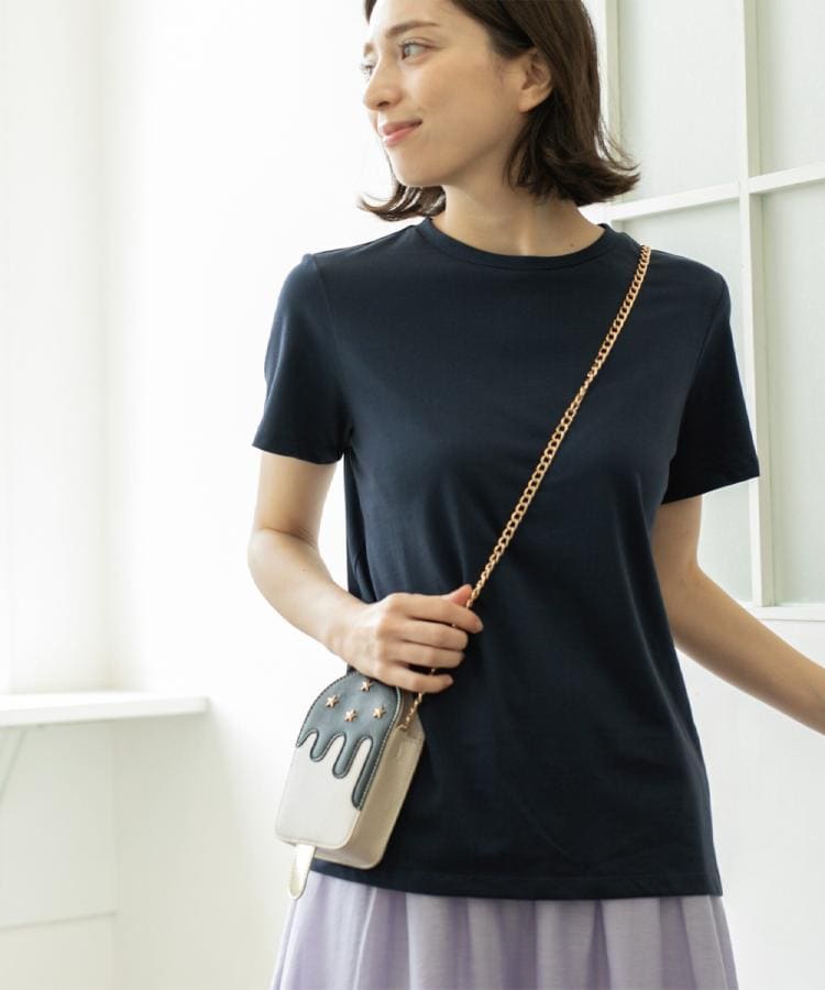 オペーク ドット クリップ OPAQUE.CLIP UV／接触冷感 スビンコットン混ベーシックTシャツ （ネイビー(094)） ネイビー(094)