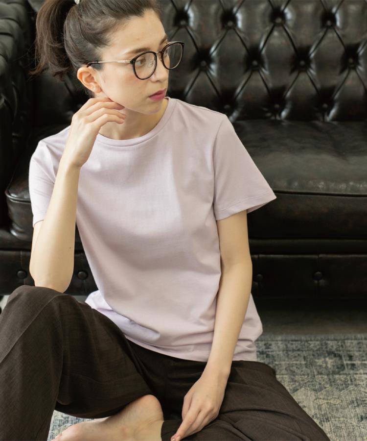 オペーク ドット クリップ OPAQUE.CLIP UV／接触冷感 スビンコットン混ベーシックTシャツ （ネイビー(094)） ネイビー(094)