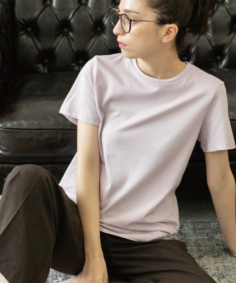 オペーク ドット クリップ OPAQUE.CLIP UV／接触冷感 スビンコットン混ベーシックTシャツ （ネイビー(094)） ネイビー(094)