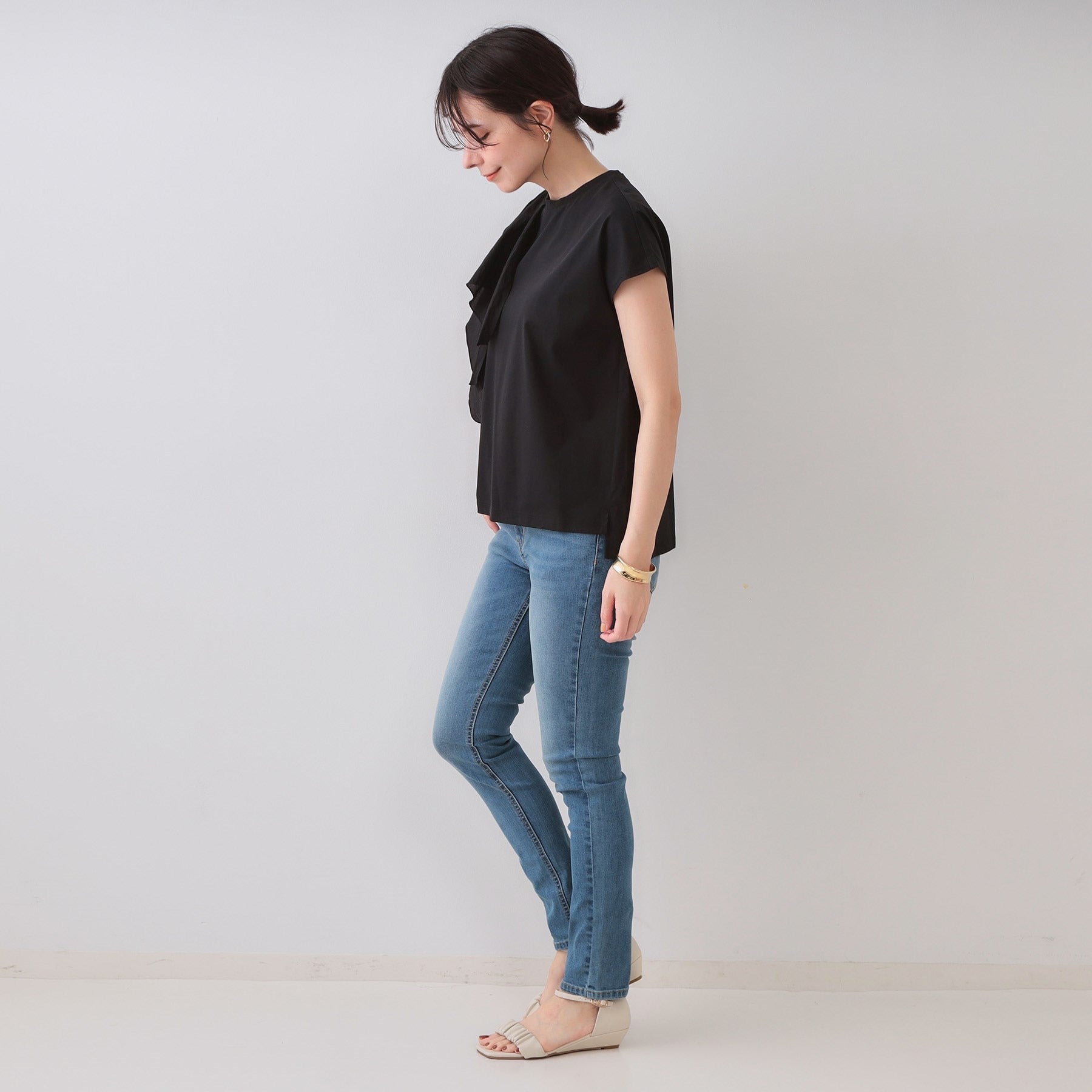 オペーク ドット クリップ OPAQUE.CLIP ショルダーフリルドッキングカットソー【洗濯機洗い可】 （カーキ(027)） カーキ(027)