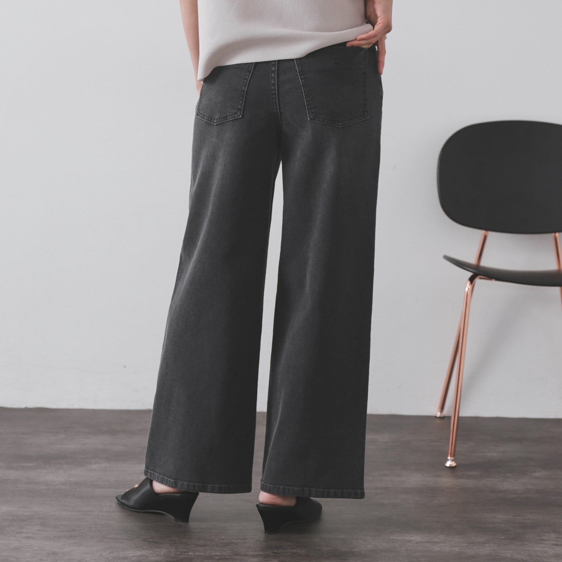 オペーク ドット クリップ OPAQUE.CLIP ストレッチバギーデニム【洗濯機洗い可】 （スミクロ(018)） スミクロ(018)