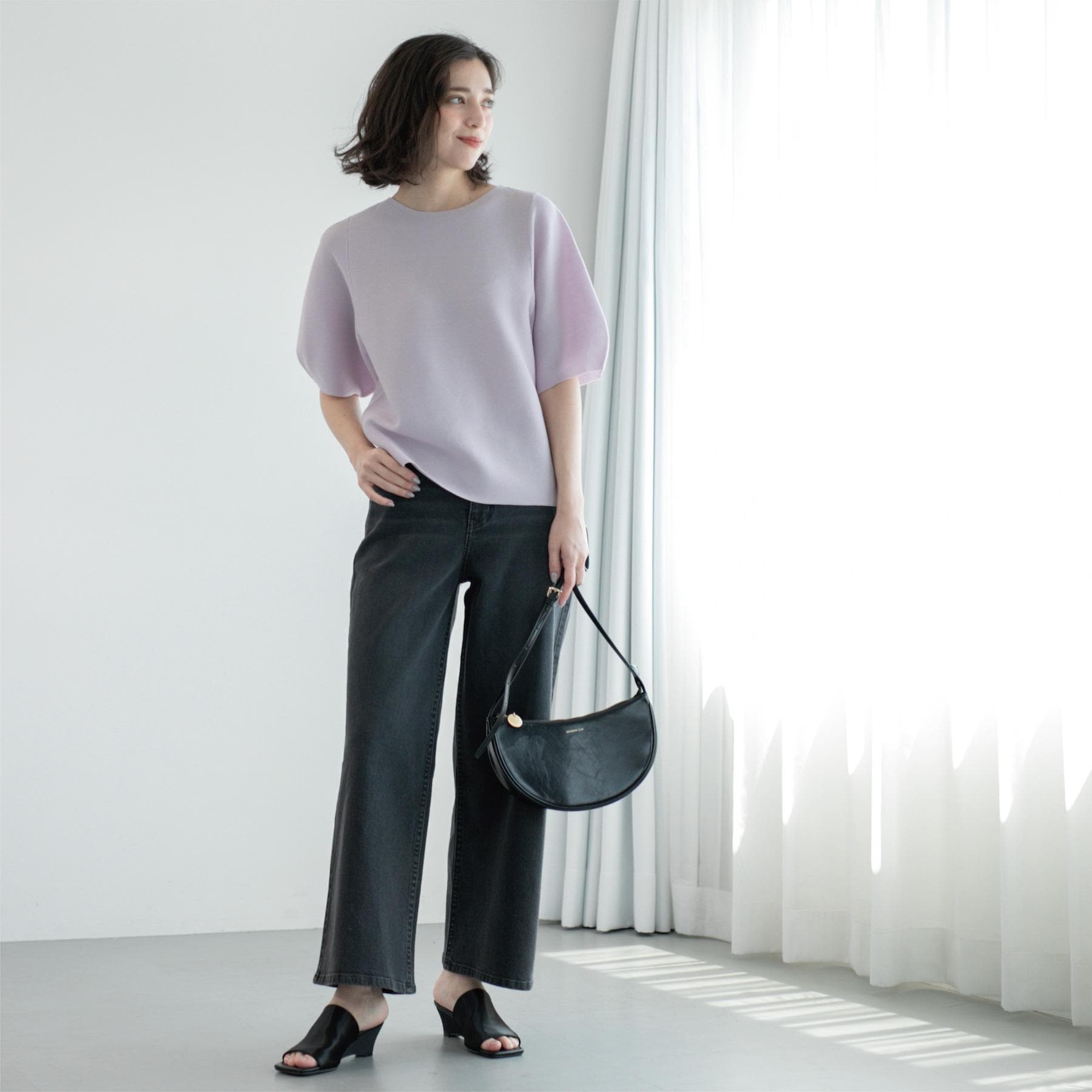 オペーク ドット クリップ OPAQUE.CLIP ストレッチバギーデニム【洗濯機洗い可】 （スミクロ(018)） スミクロ(018)