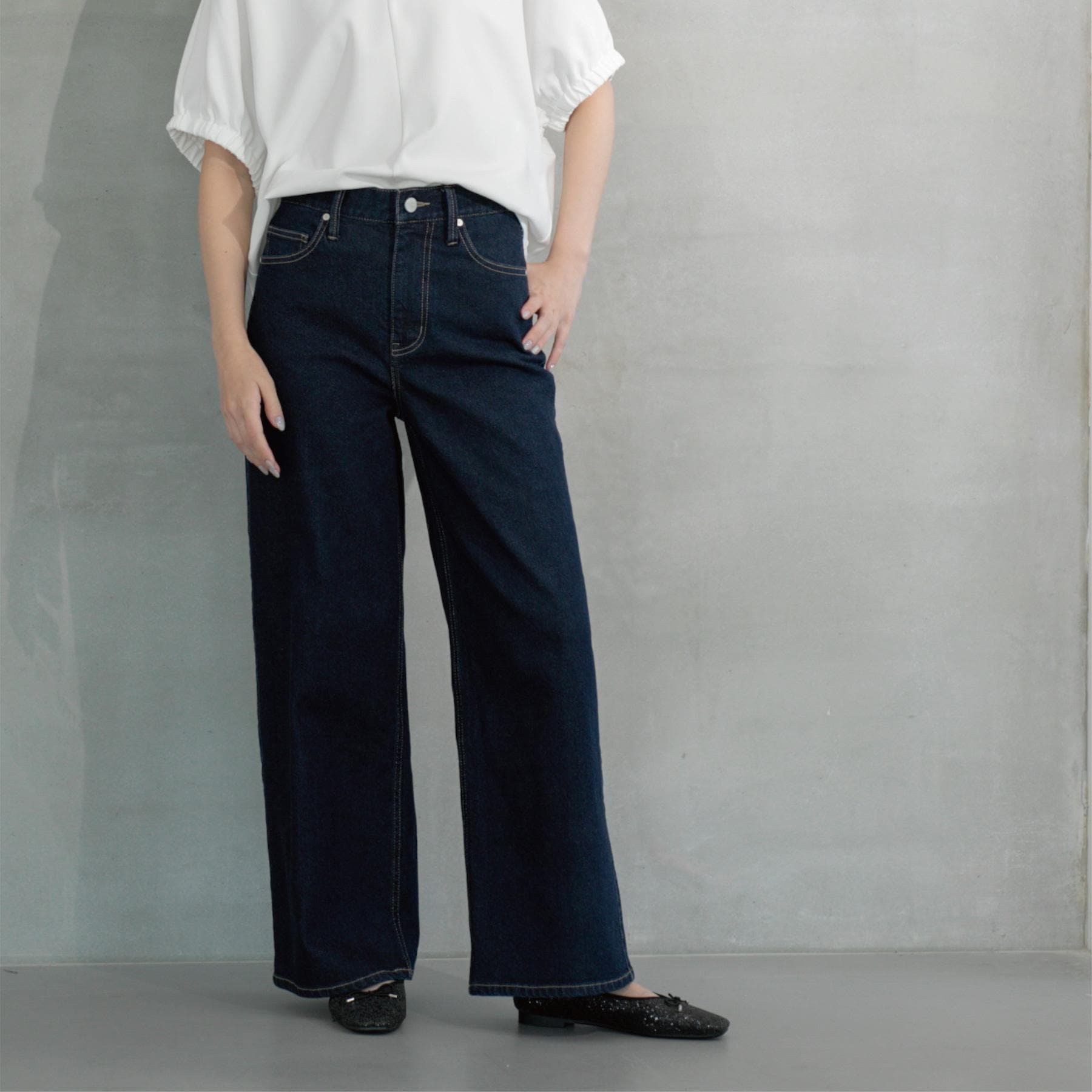 オペーク ドット クリップ OPAQUE.CLIP ストレッチバギーデニム【洗濯機洗い可】 （ネイビー(094)） ネイビー(094)