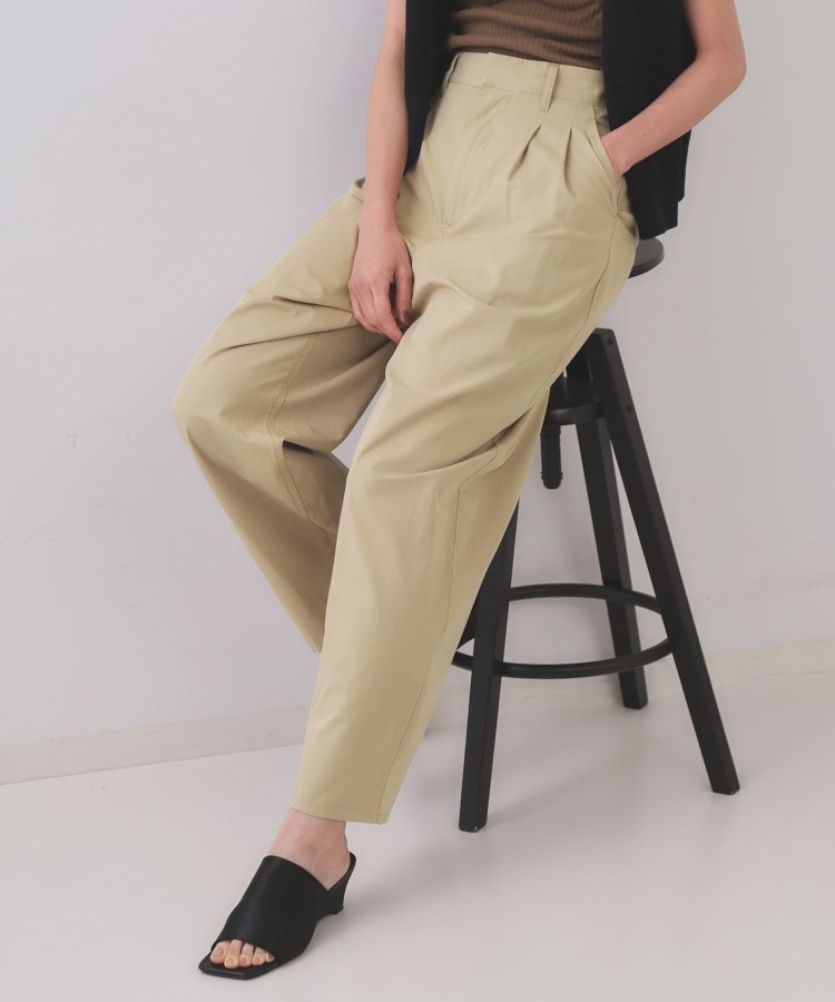 オペーク ドット クリップ OPAQUE.CLIP カーブタックパンツ【洗濯機洗い可】 （カーキ(027)） カーキ(027)