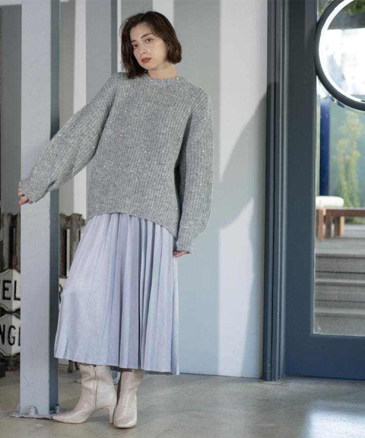 オペーク ドット クリップ OPAQUE.CLIP フェイクスウェードイージープリーツスカート【静電気防止加工／洗濯機洗い可】 （カーキ(827)） カーキ(827)