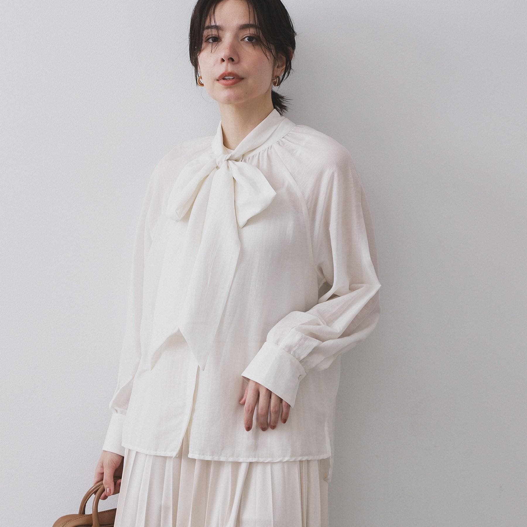 オペーク ドット クリップ OPAQUE.CLIP 2WAYシアーボウタイブラウス【洗濯機洗い可】 （ホワイト(001)） ホワイト(001)