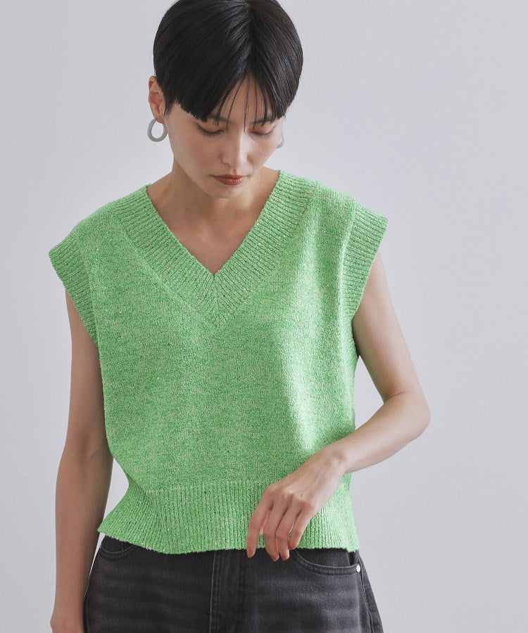 オペーク ドット クリップ OPAQUE.CLIP スパンコールラメVネックニット【手洗い可】 （グリーン(622)） グリーン(622)