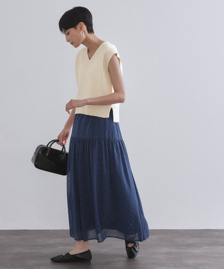 オペーク ドット クリップ OPAQUE.CLIP スパンコールラメVネックニット【手洗い可】 （グリーン(622)） グリーン(622)