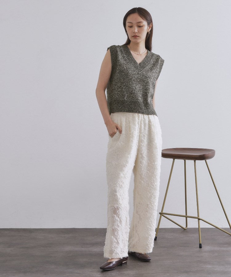 オペーク ドット クリップ OPAQUE.CLIP スパンコールラメVネックニット【手洗い可】 （グリーン(622)） グリーン(622)