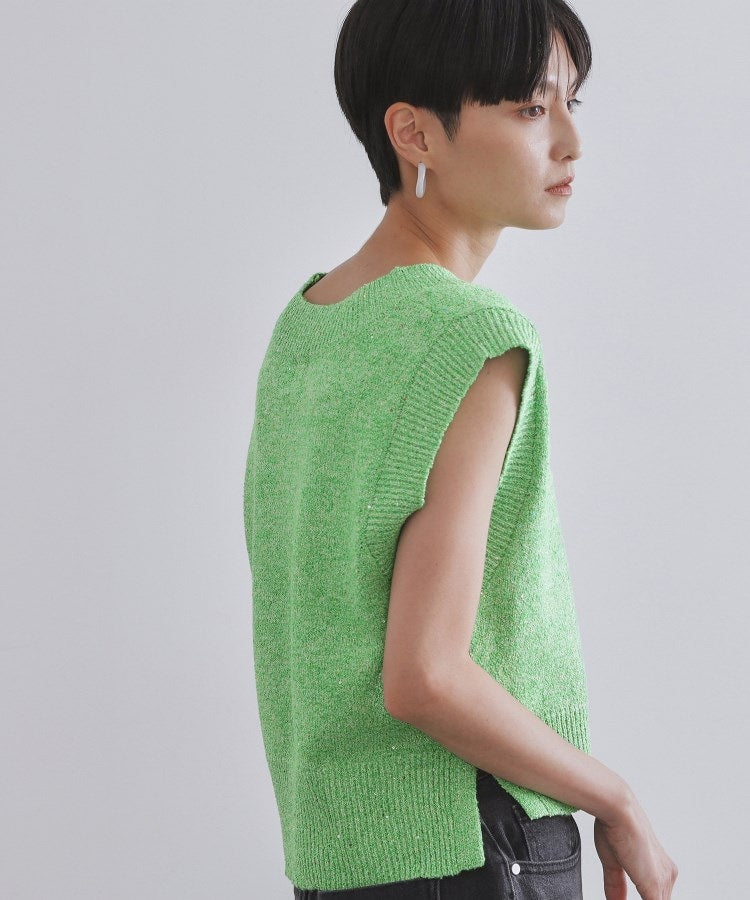 オペーク ドット クリップ OPAQUE.CLIP スパンコールラメVネックニット【手洗い可】 （グリーン(622)） グリーン(622)