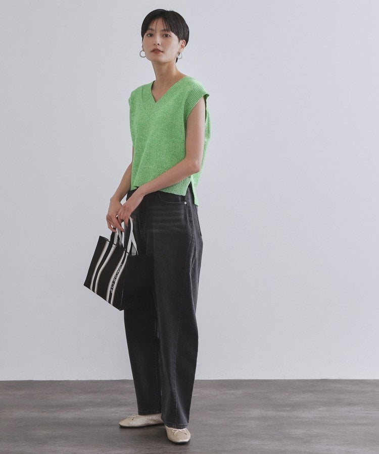 オペーク ドット クリップ OPAQUE.CLIP スパンコールラメVネックニット【手洗い可】 （グリーン(622)） グリーン(622)