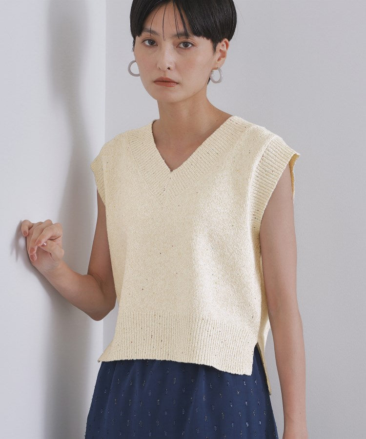 オペーク ドット クリップ OPAQUE.CLIP スパンコールラメVネックニット【手洗い可】 （オフホワイト(603)） オフホワイト(603)