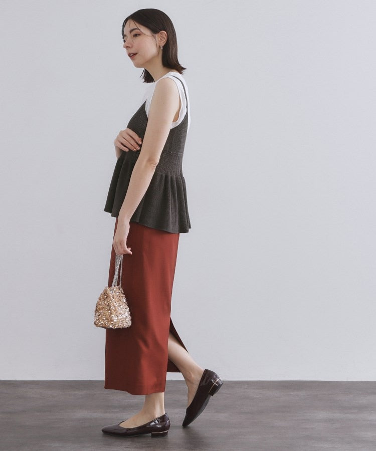 オペーク ドット クリップ OPAQUE.CLIP カギ針風ニットキャミビスチェ【洗濯機洗い可】 （チャコールグレー(014)） チャコールグレー(014)