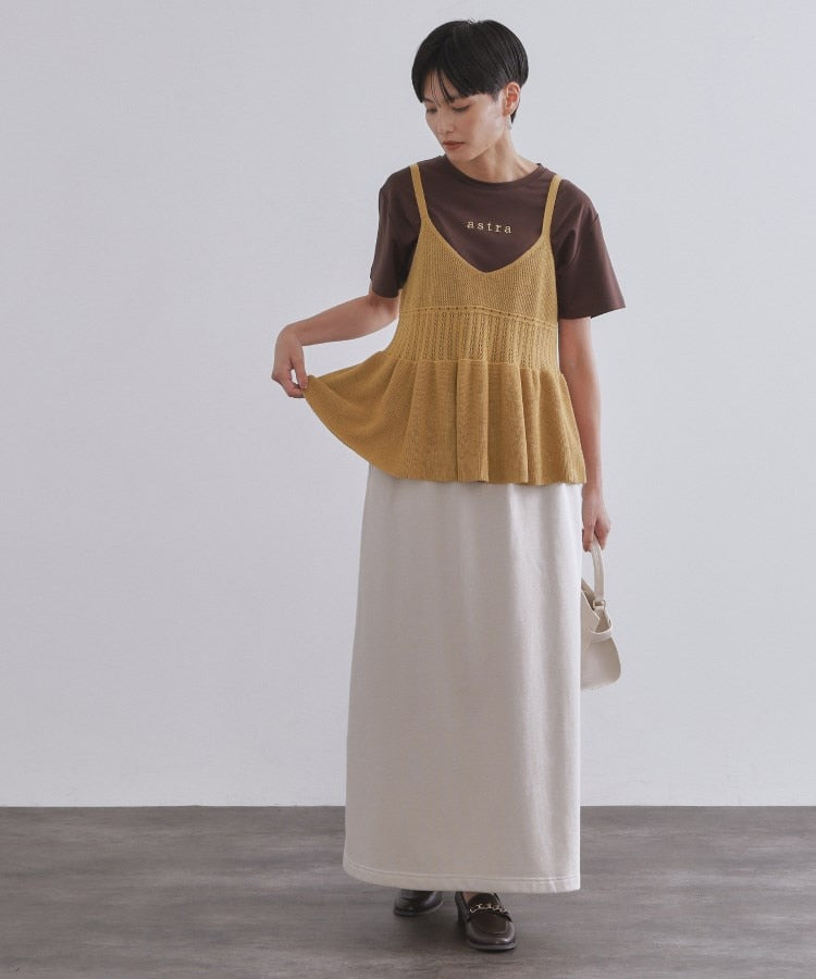 オペーク ドット クリップ OPAQUE.CLIP カギ針風ニットキャミビスチェ【洗濯機洗い可】 （チャコールグレー(014)） チャコールグレー(014)