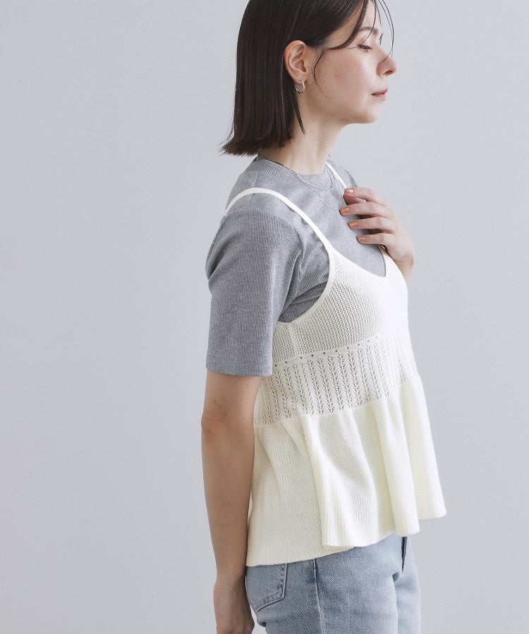 オペーク ドット クリップ OPAQUE.CLIP カギ針風ニットキャミビスチェ【洗濯機洗い可】 （チャコールグレー(014)） チャコールグレー(014)