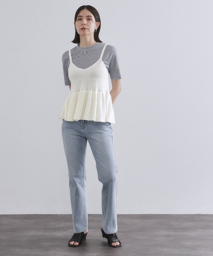 オペーク ドット クリップ OPAQUE.CLIP カギ針風ニットキャミビスチェ【洗濯機洗い可】 （チャコールグレー(014)） チャコールグレー(014)