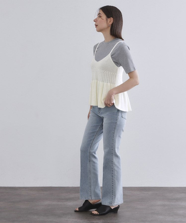 オペーク ドット クリップ OPAQUE.CLIP カギ針風ニットキャミビスチェ【洗濯機洗い可】 （チャコールグレー(014)） チャコールグレー(014)