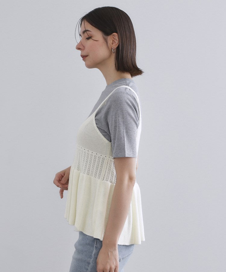 オペーク ドット クリップ OPAQUE.CLIP カギ針風ニットキャミビスチェ【洗濯機洗い可】 （チャコールグレー(014)） チャコールグレー(014)