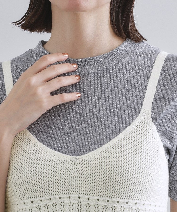 オペーク ドット クリップ OPAQUE.CLIP カギ針風ニットキャミビスチェ【洗濯機洗い可】 （チャコールグレー(014)） チャコールグレー(014)