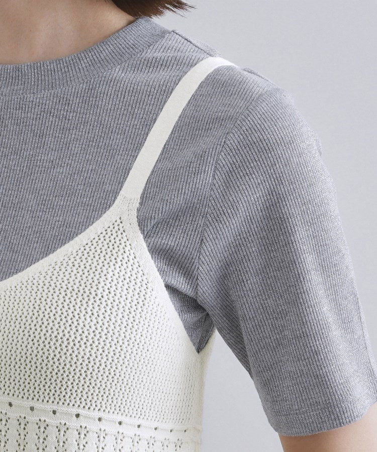オペーク ドット クリップ OPAQUE.CLIP カギ針風ニットキャミビスチェ【洗濯機洗い可】 （チャコールグレー(014)） チャコールグレー(014)