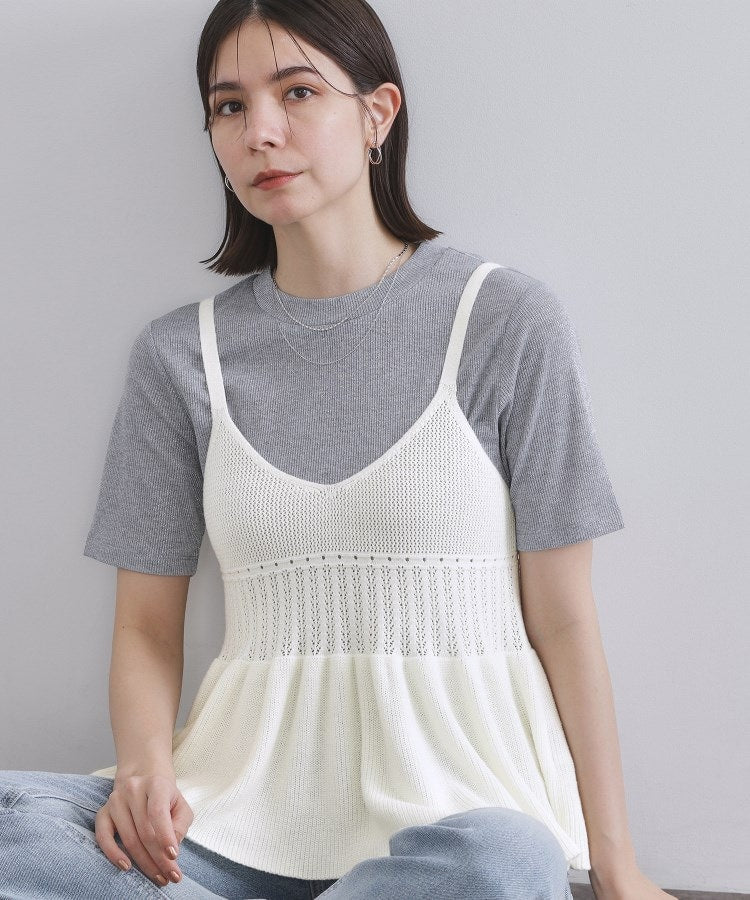 オペーク ドット クリップ OPAQUE.CLIP カギ針風ニットキャミビスチェ【洗濯機洗い可】 （チャコールグレー(014)） チャコールグレー(014)