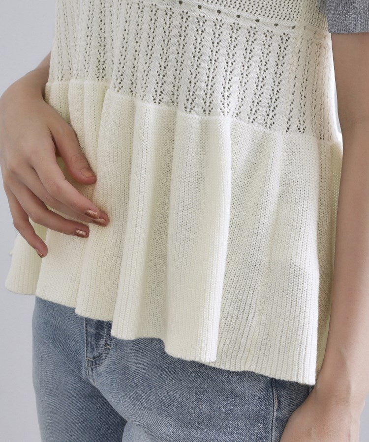 オペーク ドット クリップ OPAQUE.CLIP カギ針風ニットキャミビスチェ【洗濯機洗い可】 （オフホワイト(003)） オフホワイト(003)