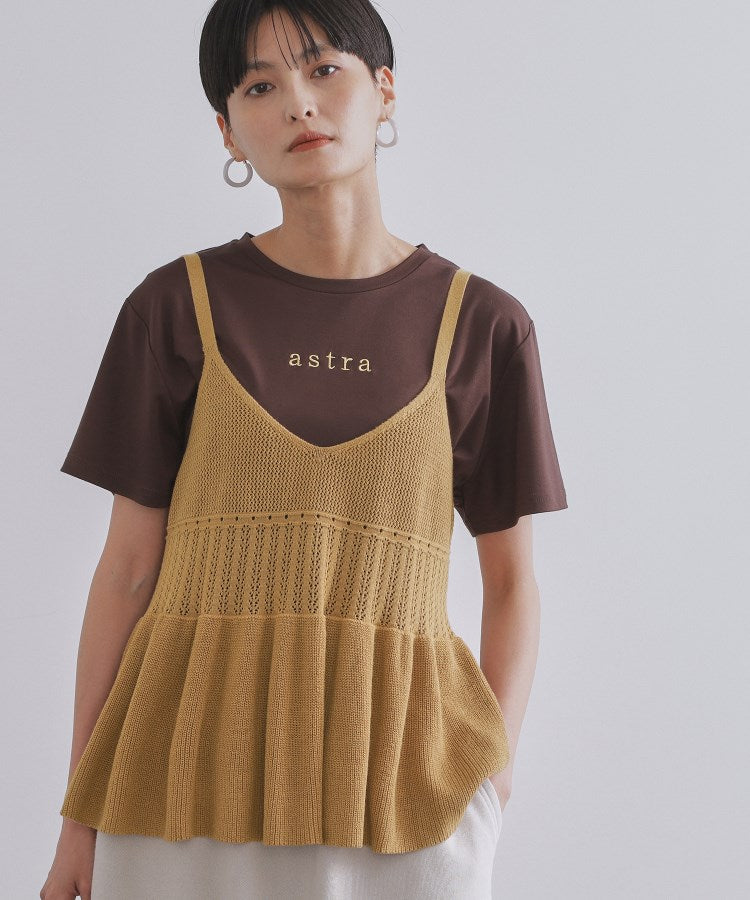 オペーク ドット クリップ OPAQUE.CLIP カギ針風ニットキャミビスチェ【洗濯機洗い可】 （ベージュ(052)） ベージュ(052)