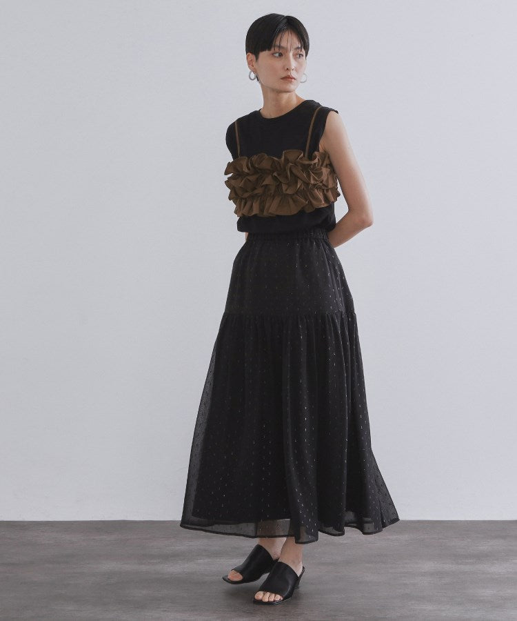 オペーク ドット クリップ OPAQUE.CLIP 《ツインセット》フリルキャミビスチェ×フレンチスリーブカットソー【洗濯機洗い可】 （ホワイト(001)） ホワイト(001)