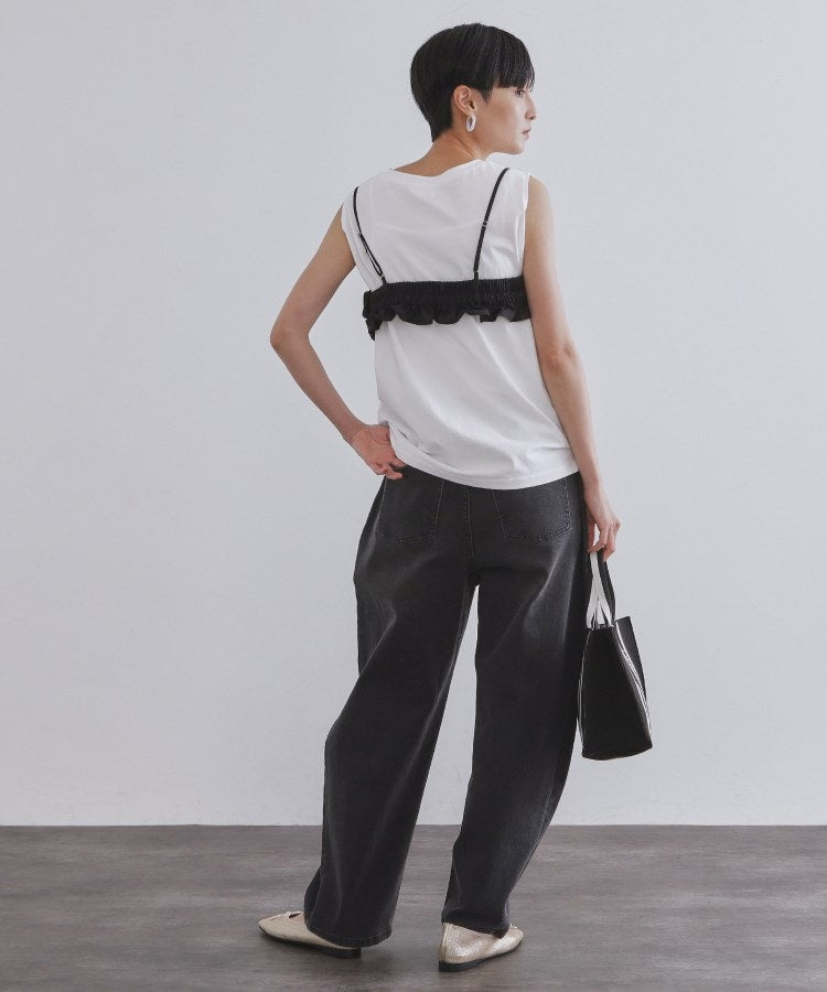 オペーク ドット クリップ OPAQUE.CLIP 《ツインセット》フリルキャミビスチェ×フレンチスリーブカットソー【洗濯機洗い可】 （ホワイト(001)） ホワイト(001)