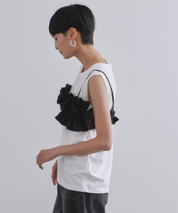 オペーク ドット クリップ OPAQUE.CLIP 《ツインセット》フリルキャミビスチェ×フレンチスリーブカットソー【洗濯機洗い可】 （ホワイト(001)） ホワイト(001)