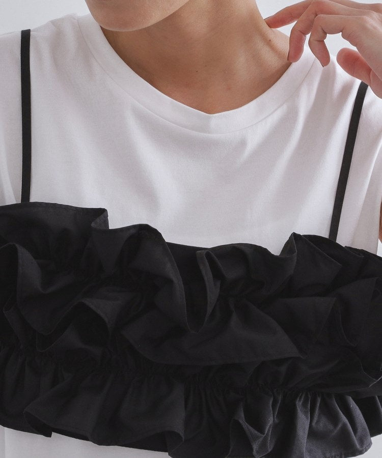 オペーク ドット クリップ OPAQUE.CLIP 《ツインセット》フリルキャミビスチェ×フレンチスリーブカットソー【洗濯機洗い可】 （ホワイト(001)） ホワイト(001)