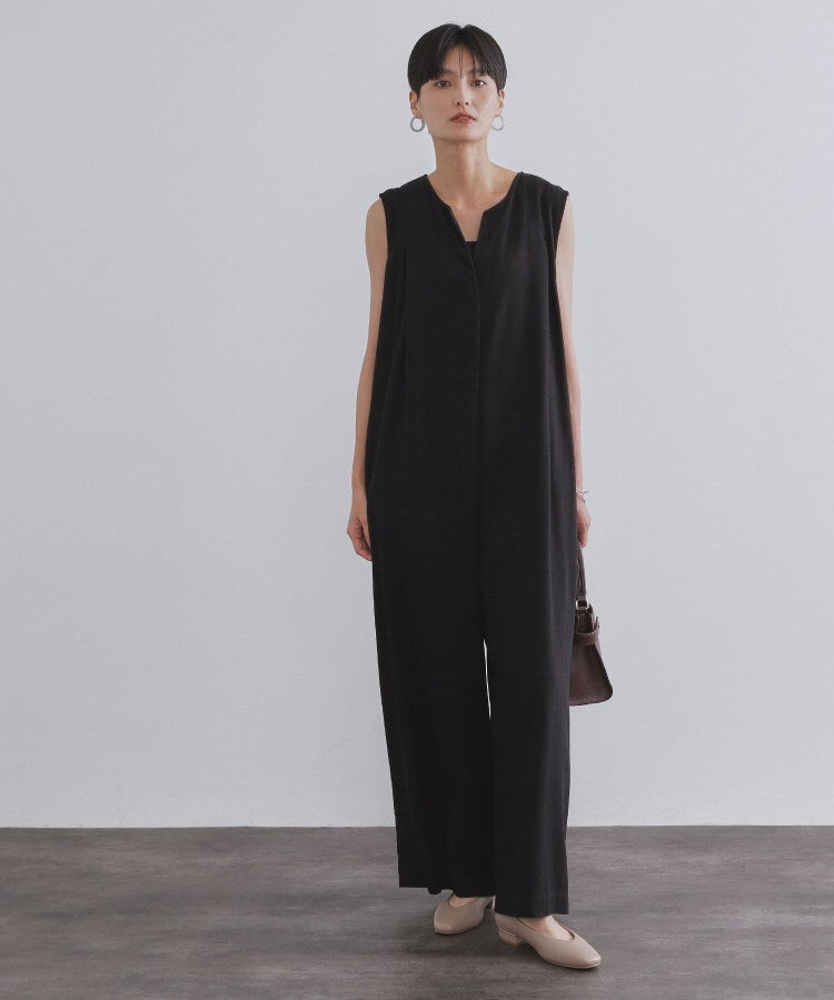 オペーク ドット クリップ OPAQUE.CLIP 麻混ベルト付きオールインワン【洗濯機洗い可】 （ブラウン(043)） ブラウン(043)